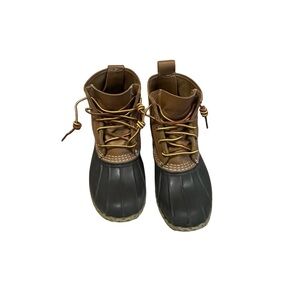 L.L. Bean Leather Lace Up Duck Rain Winter Rubber Hunting Boots